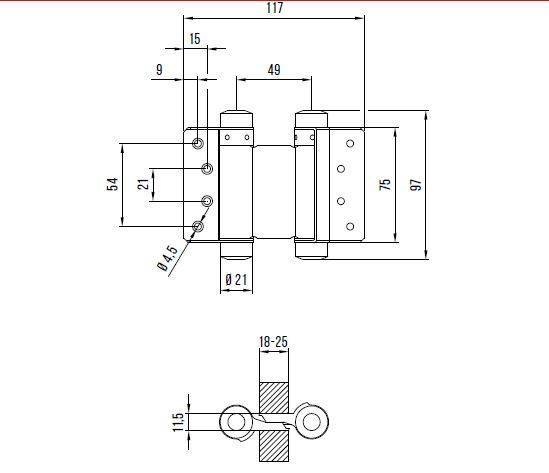 Format Pendeltürband beidseitig wirkend Größe 29/75 Stahl vernickelt