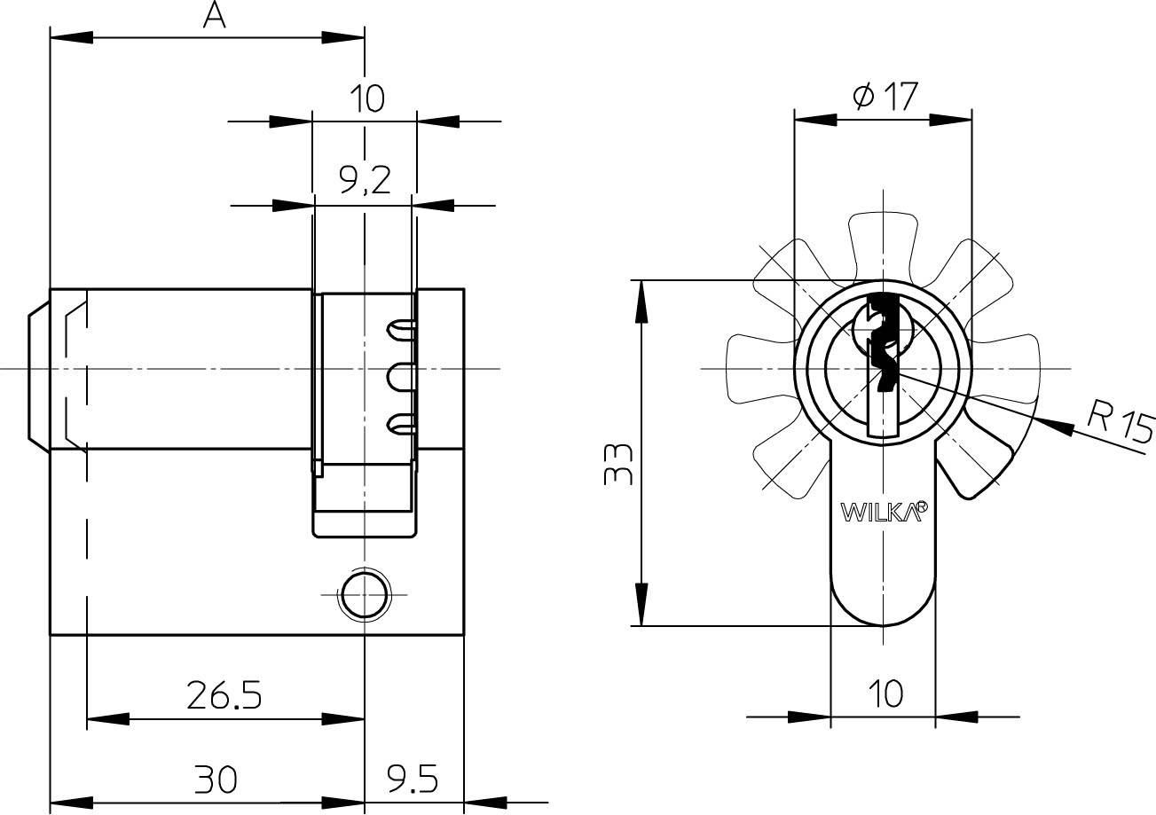 WILKA Halbzylinder 1410 Mmv, 10-45 mm
