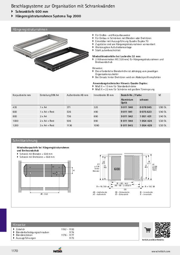 Komplett-Set Parallel System Für Korpusbauweise T=400 Maß X = 22 mm
