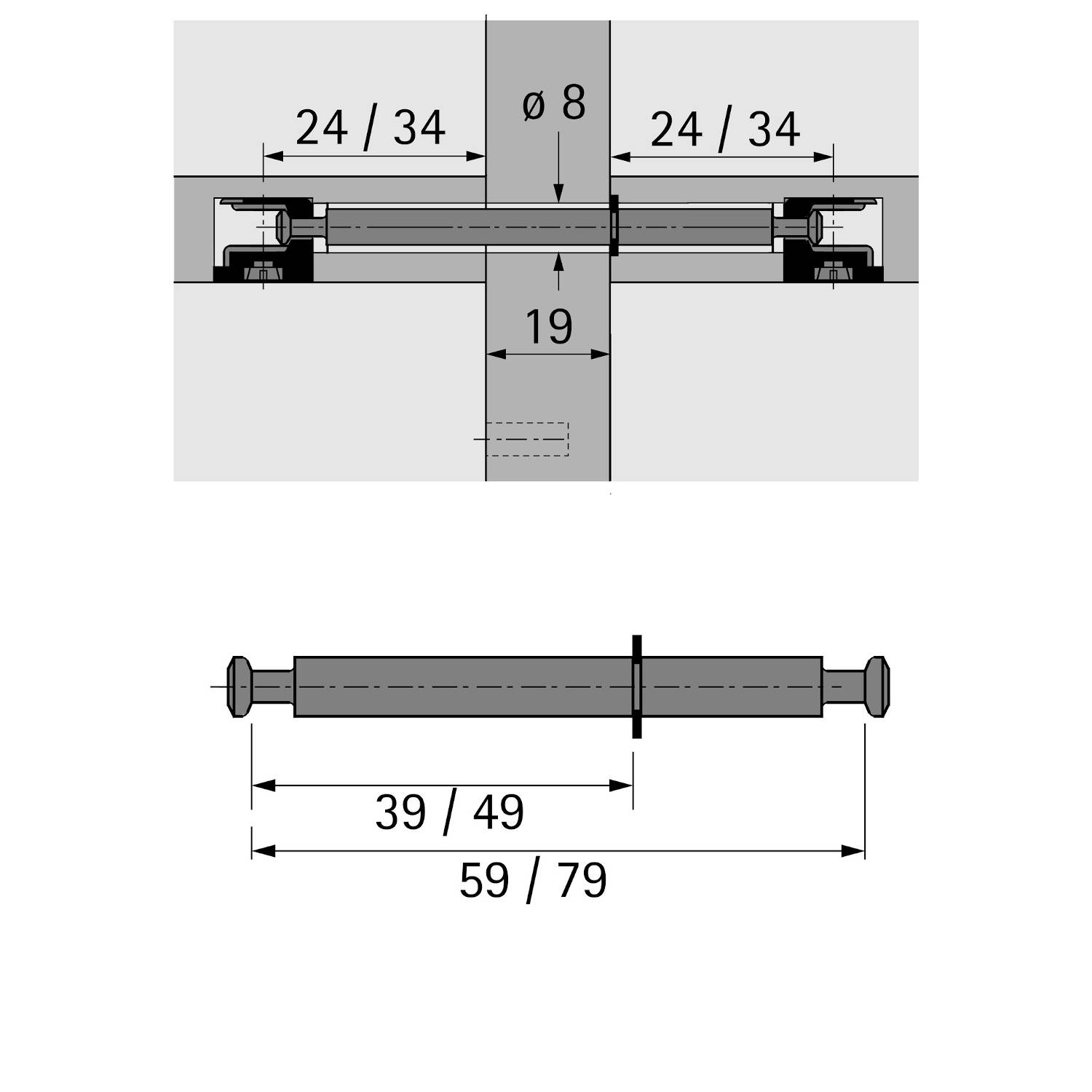 Doppeldübel DU 880, 59 mm, verzinkt