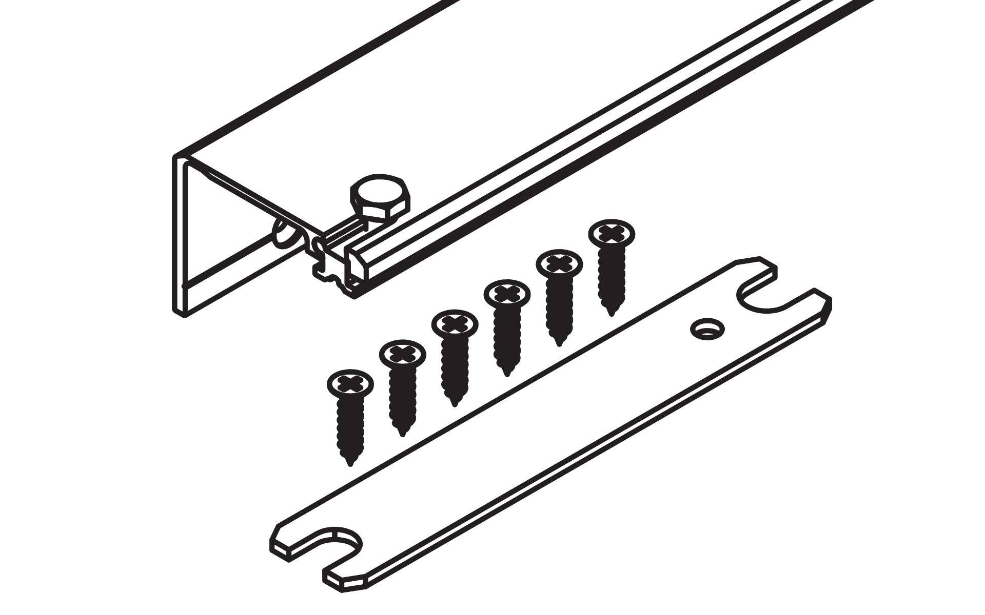 Hawa Connector 55 mm für eine Dreh-Einschiebetüre, LM 650 mm, farblos eloxiert,