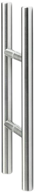 Zwei parallele metallische Zylinder mit einer reflektierenden Oberfläche, von denen jeder einen Farbverlauf von dunkel an den Enden zu hell in der Mitte aufweist.