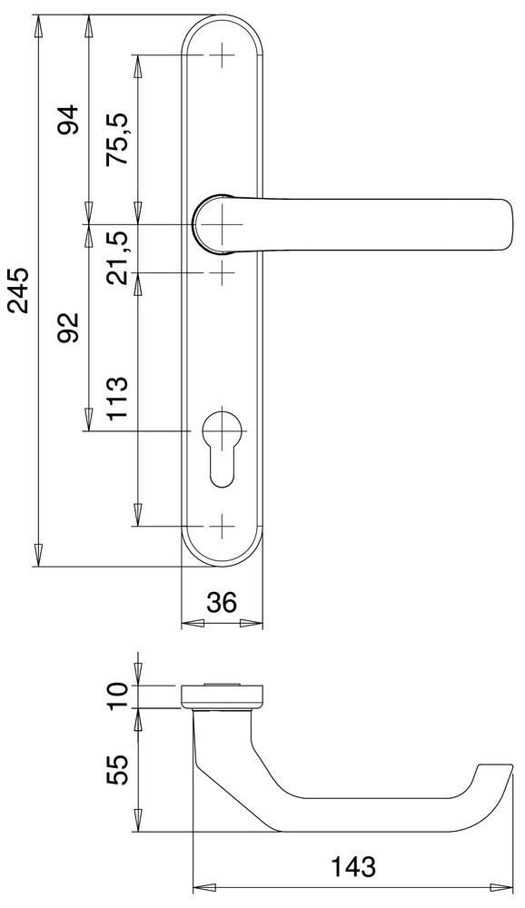 edi Alu-Rahmen-Wechsel-Garnitur mit Griff K2 Kronos 8mm VKT 92 PZ1200/K2/035 F01