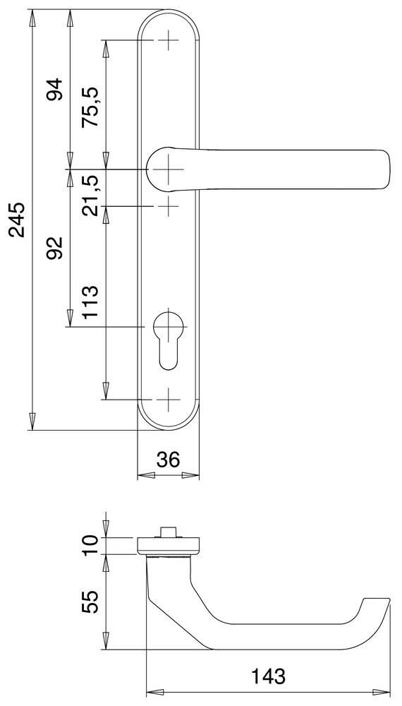 edi Alu-Rahmen-Drücker-GarniturSerie Kronos, 8mm VKT, 92 PZ1200/035 F01