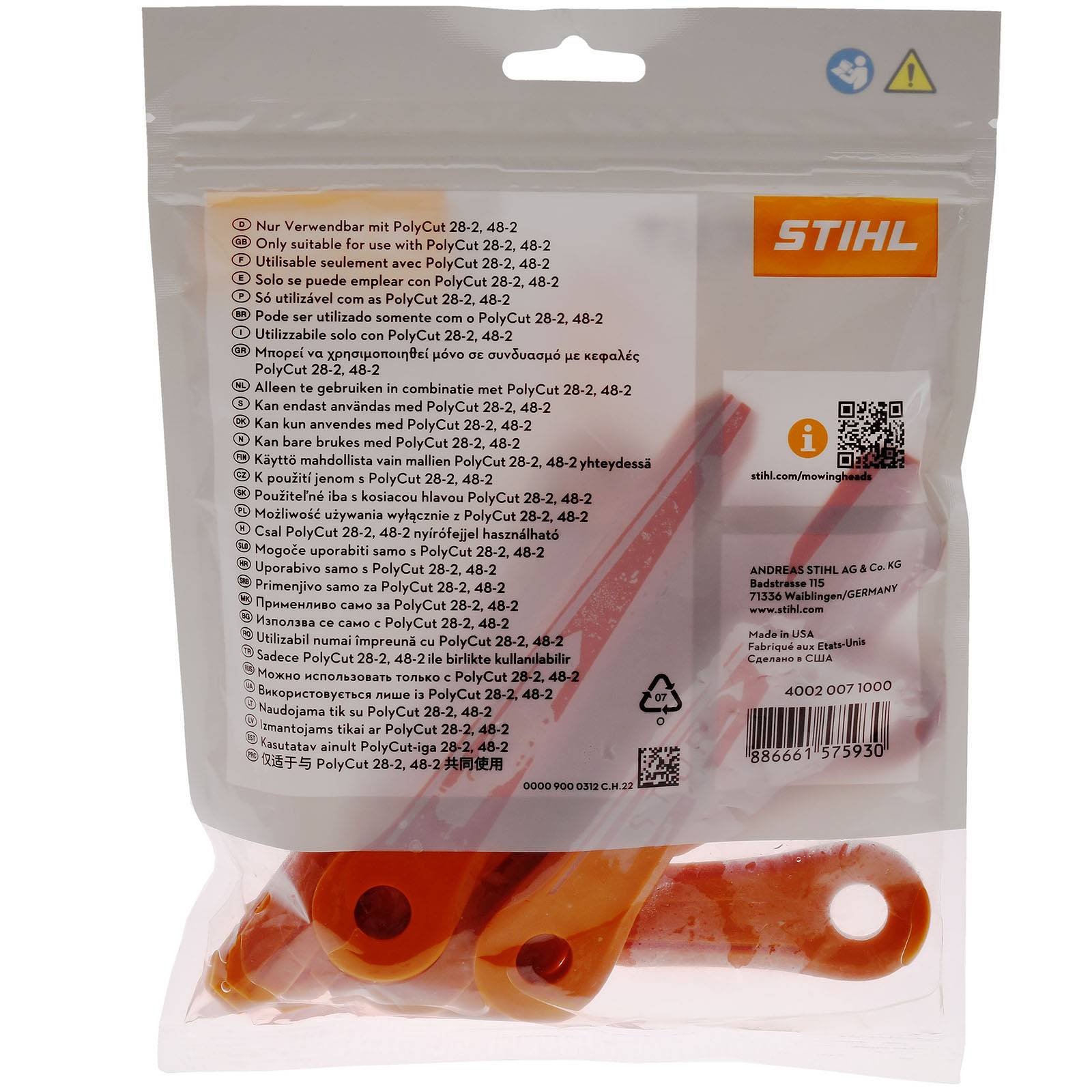 12x Stihl Kunststoffmesser PolyCut 28-2 und 48-2, 40020071000