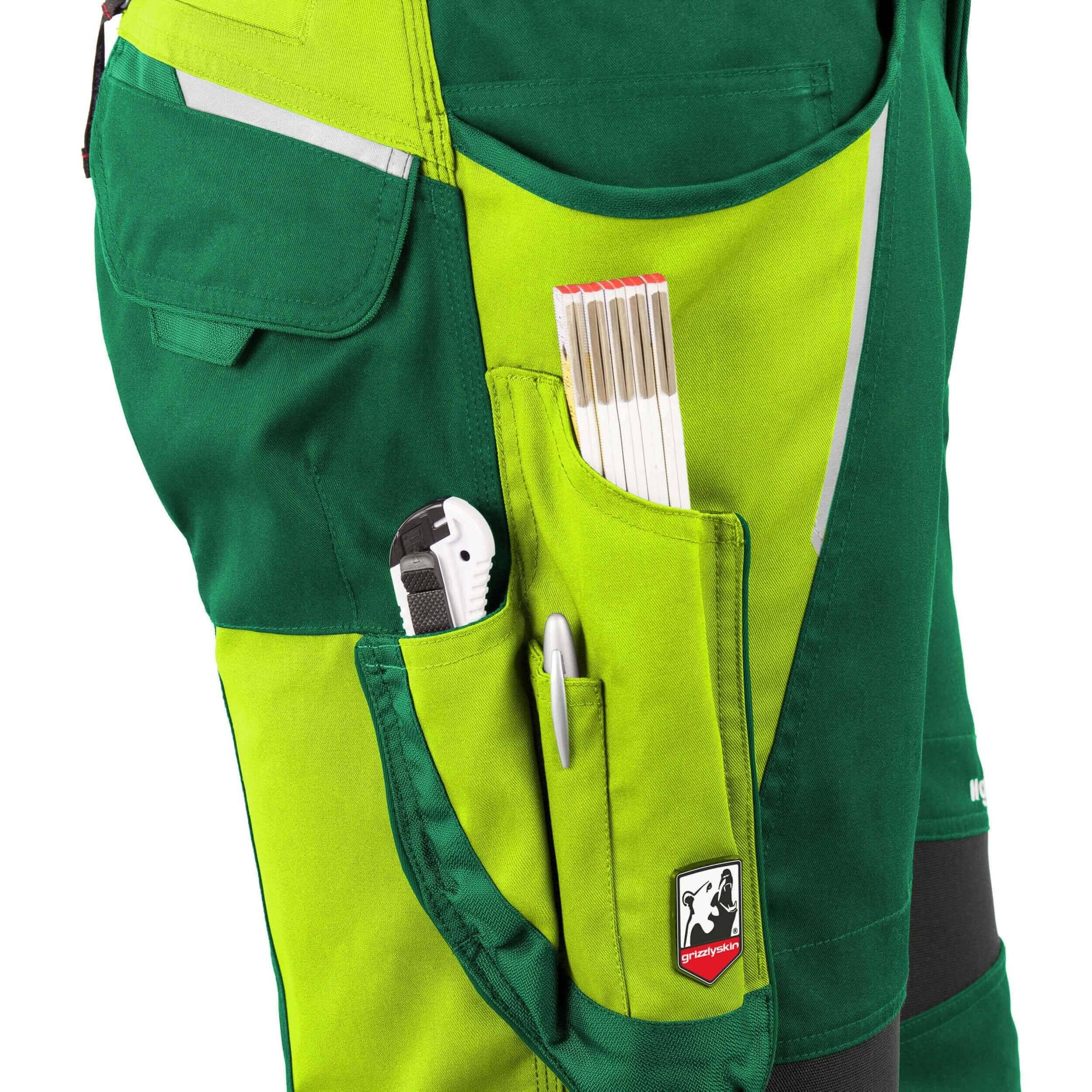 QUALITEX HIGH QUALITY WORKWEAR Latzhose IRON - grün/warngelb - Herren: 32