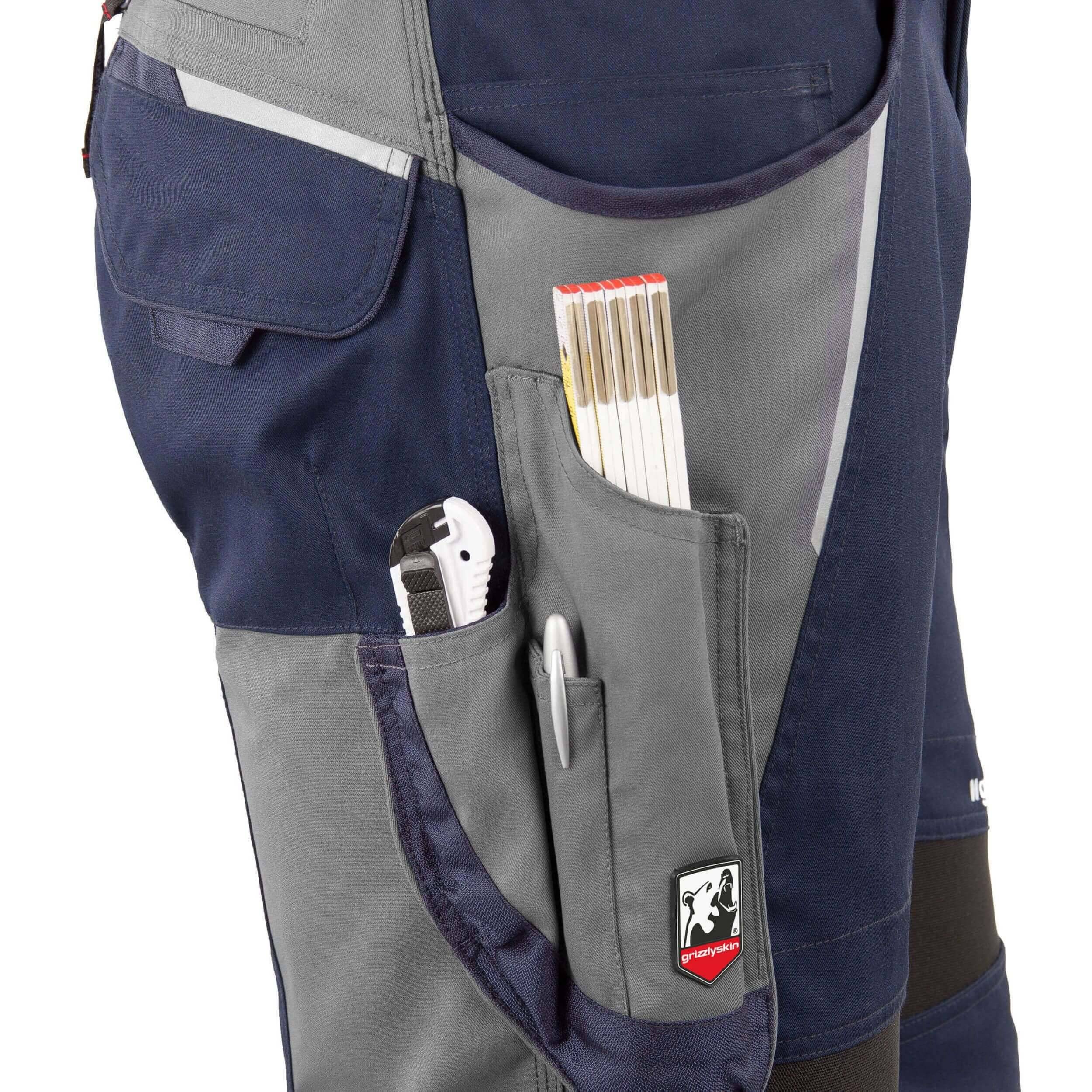 QUALITEX HIGH QUALITY WORKWEAR Latzhose IRON - marine/grau - Herren: 90