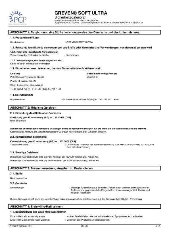 Spezialhandreinigung GREVEN® SOFT ULTRA 250ml rückfettend GREVEN