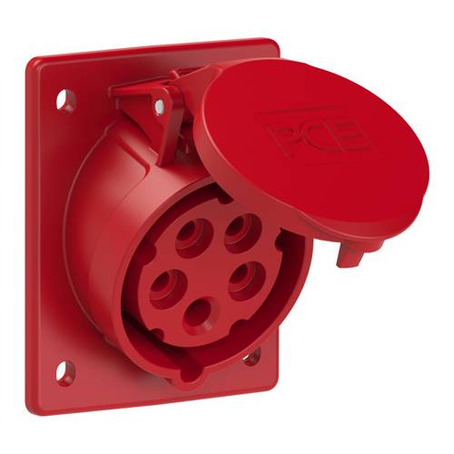 PC ELECTRIC 415-6 - CEE-Anbausteckdose (schräg | 400V / 16A | 5-pol | IP44 | 80 x 97 mm) - in rot