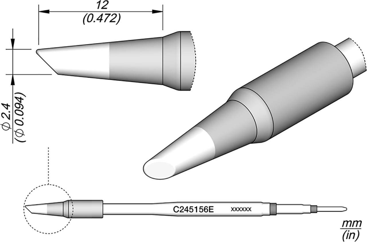 Lötspitze rund/abgeschrägt, D: 2,4 mm für T245, C245156E