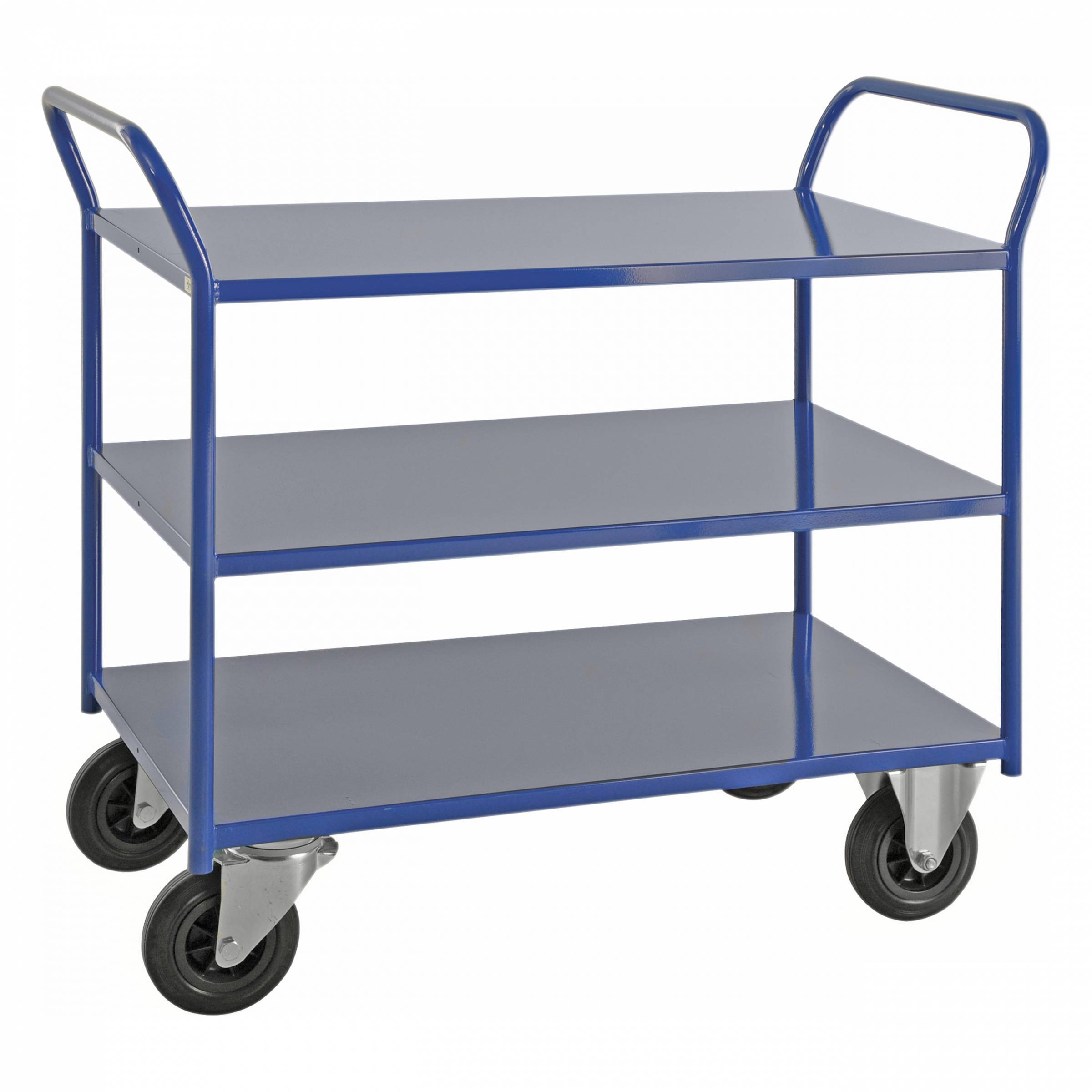 Kongamek Etagenwagen voll verschweisst in blau mit 3 Böden 940x440mm Ladefläche ohne Bremse