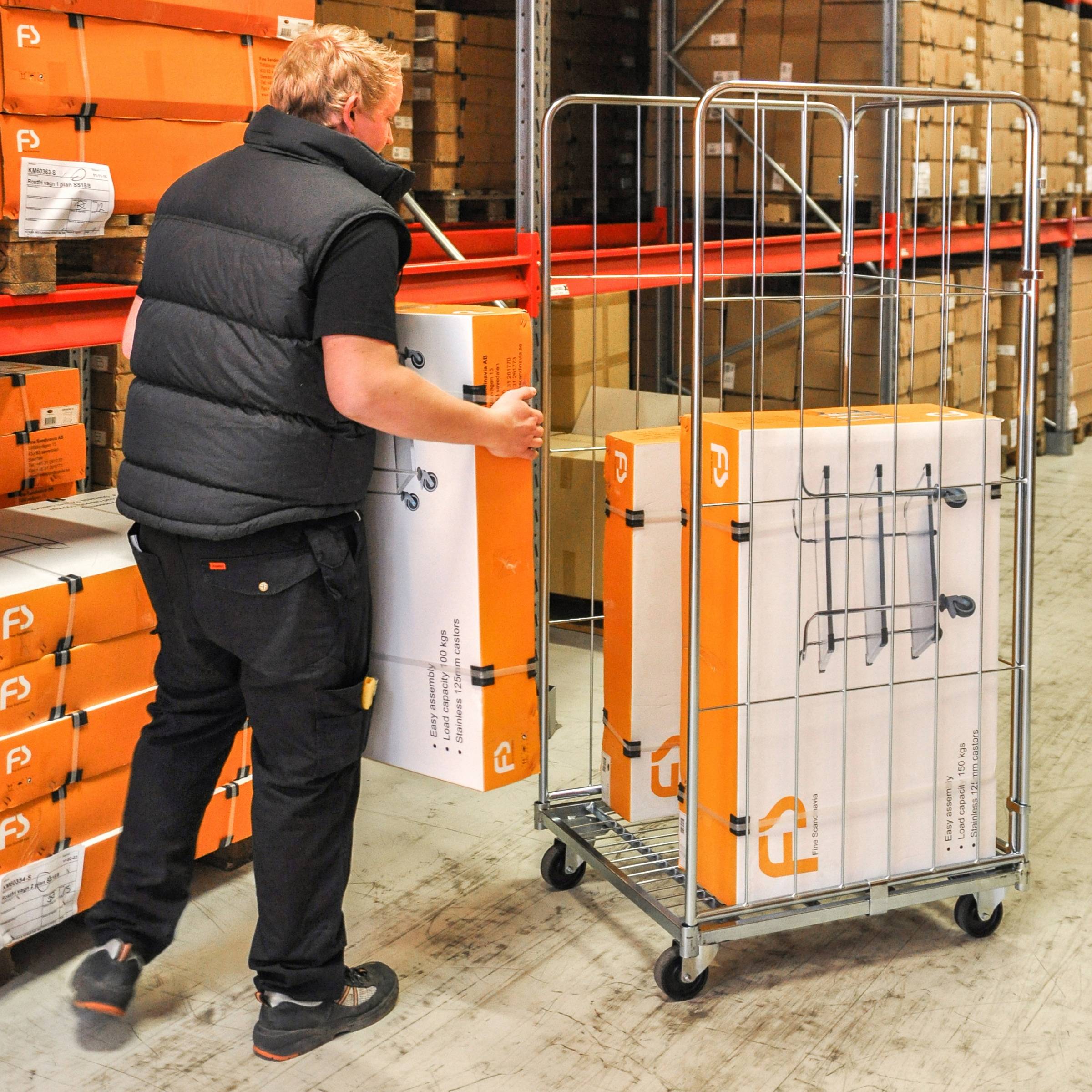 Kongamek Rollcontainer verzinkt 1200x800x1800mm mit 3 Gitterwänden ohne Bremse