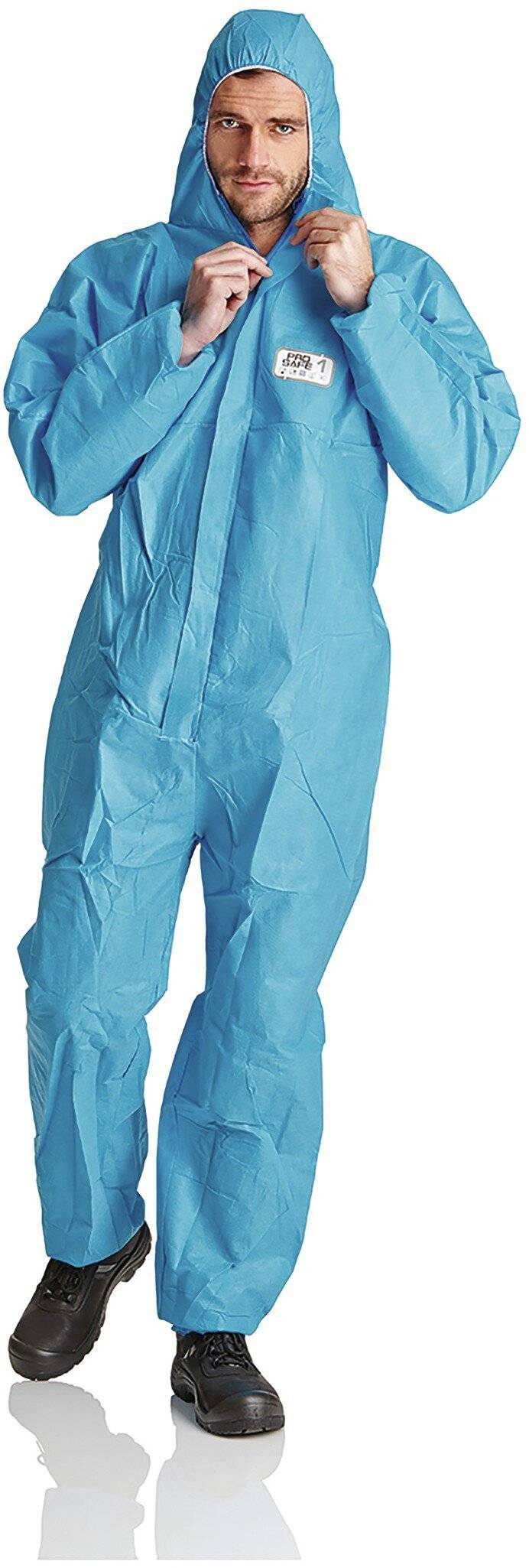 ProSafe® 1 Overall, 4-lagiges SMMS, antistatisch, mit Kapuze, blau, Größe M