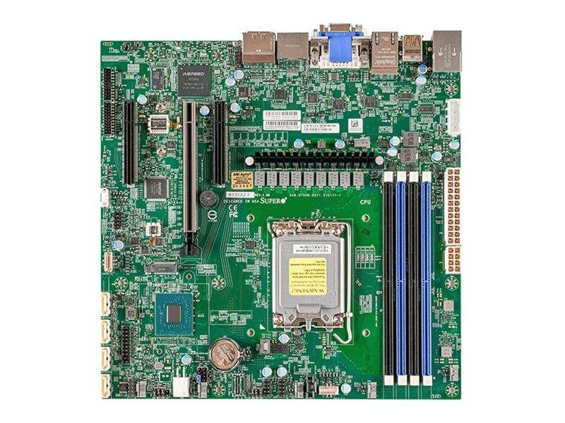 SUPERMICRO X13SAZ-F - Motherboard - micro ATX - LGA1700-Sockel - R680E Chipsatz - USB 3.2 Gen 1, USB 3.2 Gen 2 - 2 x 2.5