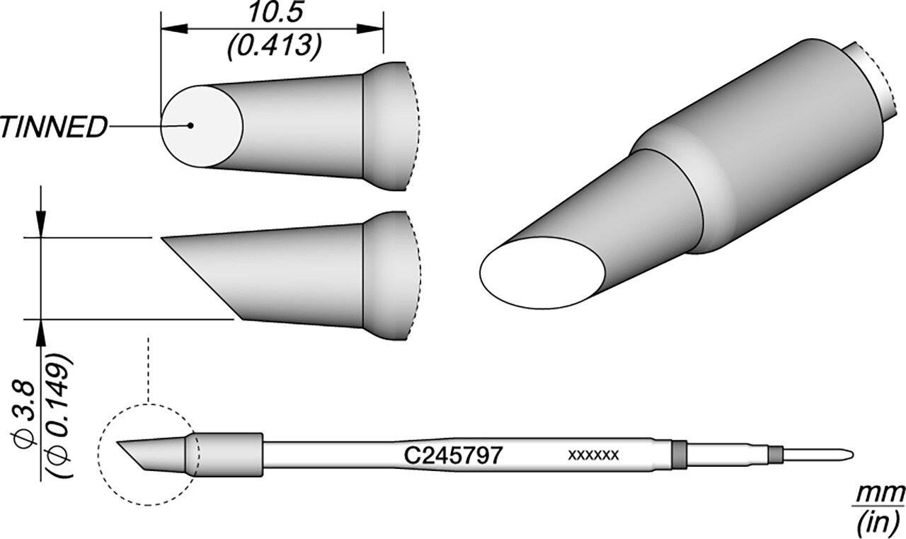 Lötspitze abgeschrägt, Durchmesser 3,8 mm, C245797