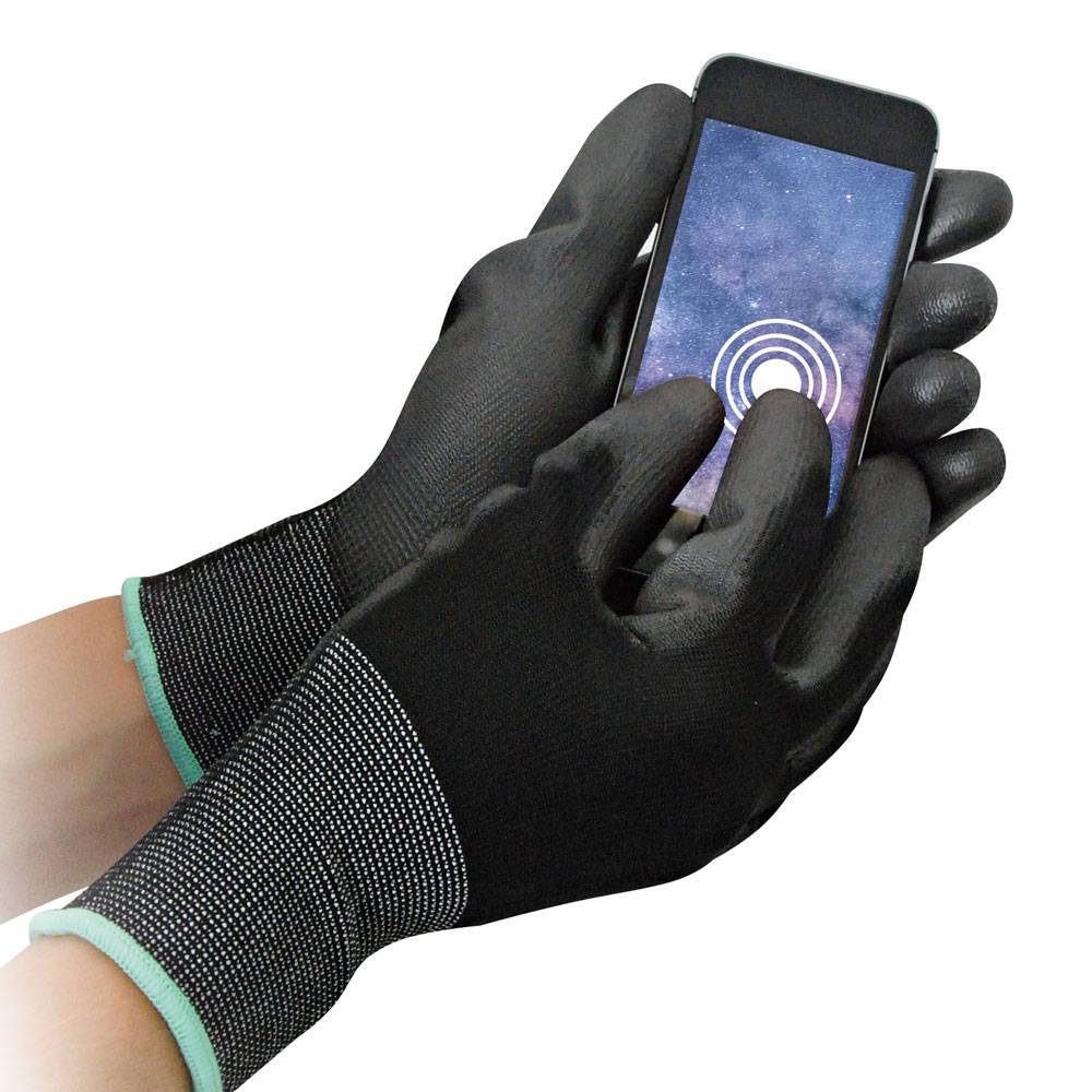 Feinstrickhandschuhe Black Ace Touch, PU-Beschichtung, 10/XL, schwarz, L: 26cm