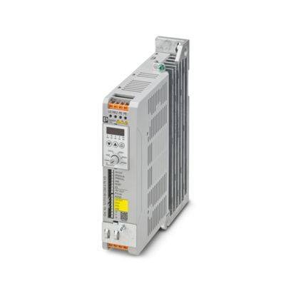 Eine kompakte industrielle Stromversorgungseinheit mit digitalem Display, Tasten und mehreren Anschlussanschlüssen auf der Frontplatte, vertikal montiert.