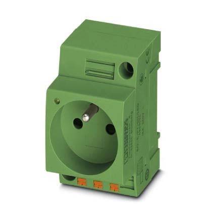 Grüne elektrische Steckdose, Modell QTC-ST 2, von Phoenix Contact.