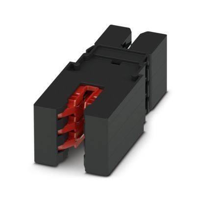 Ein schwarzer und roter elektrischer Steckverbinder mit mehreren Kontaktstiften, der zur Verbindung von elektrischen Schaltkreisen und zur Herstellung von Konnektivität verwendet wird.