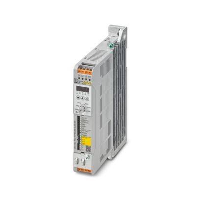 Ein graues elektronisches Industriegerät mit Steuertasten, Reglern und Anschlussanschlüssen auf einer Seite, das in Automatisierungssystemen verwendet wird.