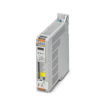 Ein industrielles graues elektronisches Gerät mit Schaltern und einer digitalen Anzeige, das zur Automatisierung von Maschinen oder Steuerungssystemen verwendet wird.