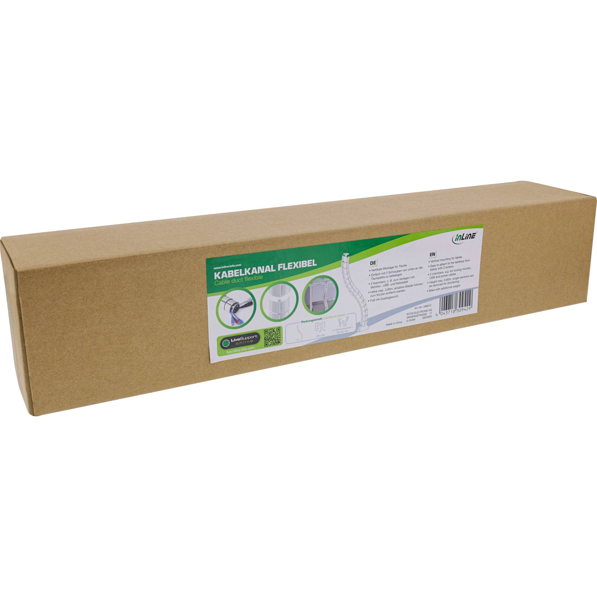 INLINE - Kabelkanal flexibel - vertikal für Tische - 2 Kammern - 0,80m - weiß