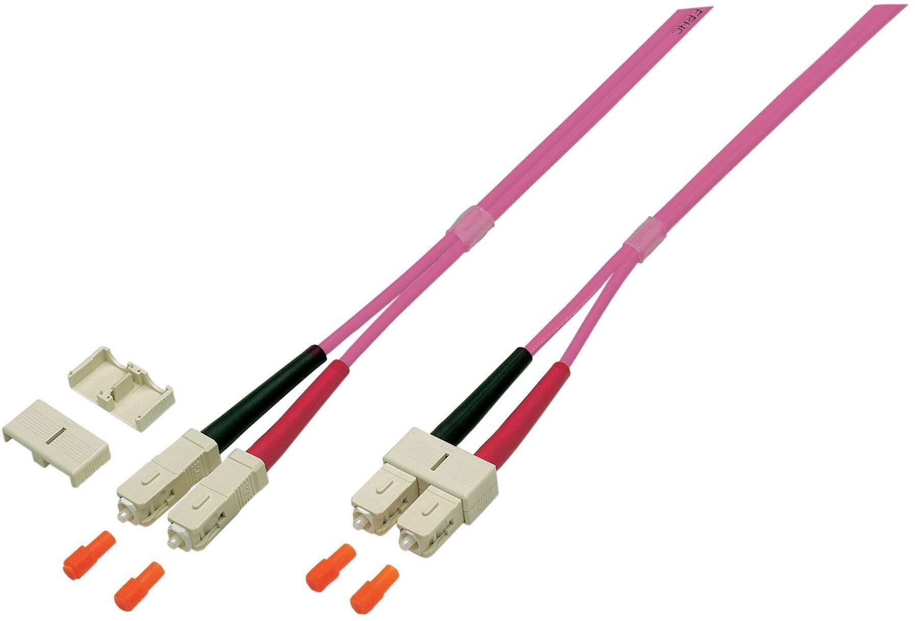 Jetrics jetfiber-SC-SC-OM4-2, LWL Patchkabel, Duplex Jumper, SC-SC 50/125µ, OM4, LSZH, erika violett, 3.0mm, 2m