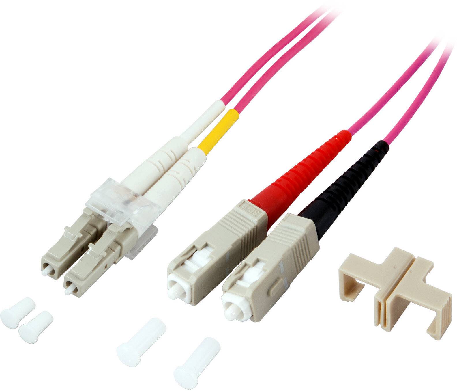Jetrics jetfiber-LC-SC-OM4-2, LWL Patchkabel, Duplex Jumper, LC-SC 50/125µ, OM4, LSZH, erika violett, 2.0mm, 2m