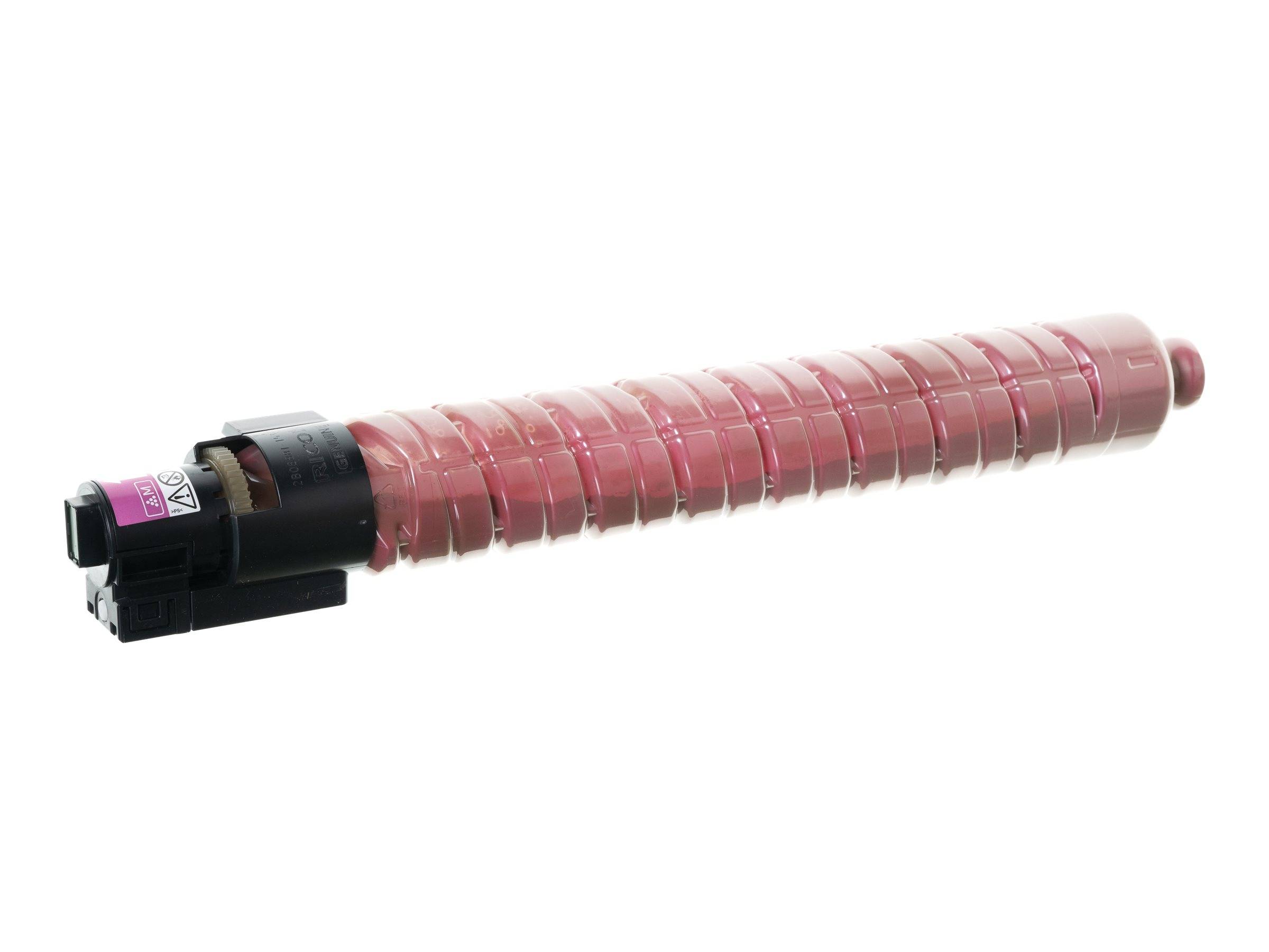 Magenta-Tonerpatrone für einen Laserdrucker, auf weißem Hintergrund dargestellt.