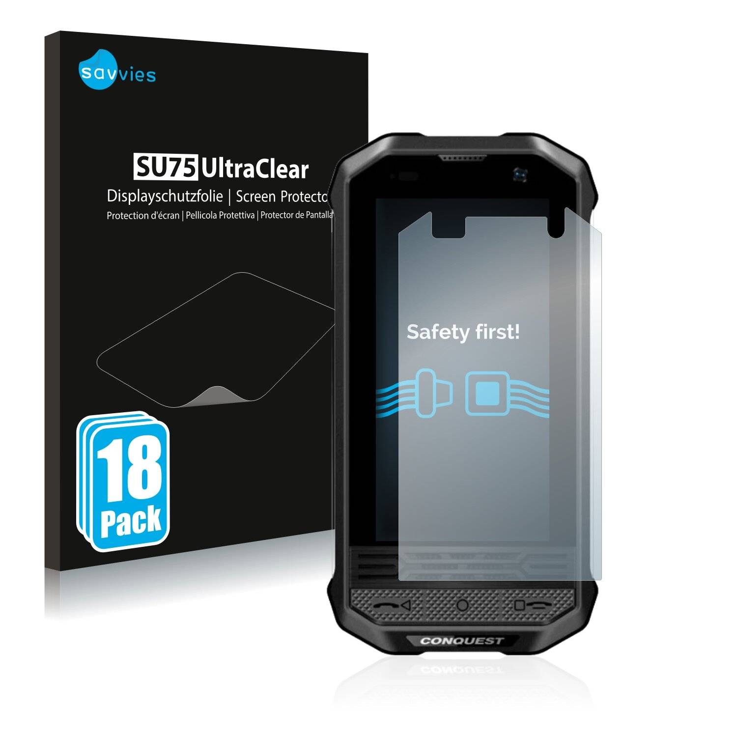 18x Savvies SU75 Displayschutzfolie für Conquest F2