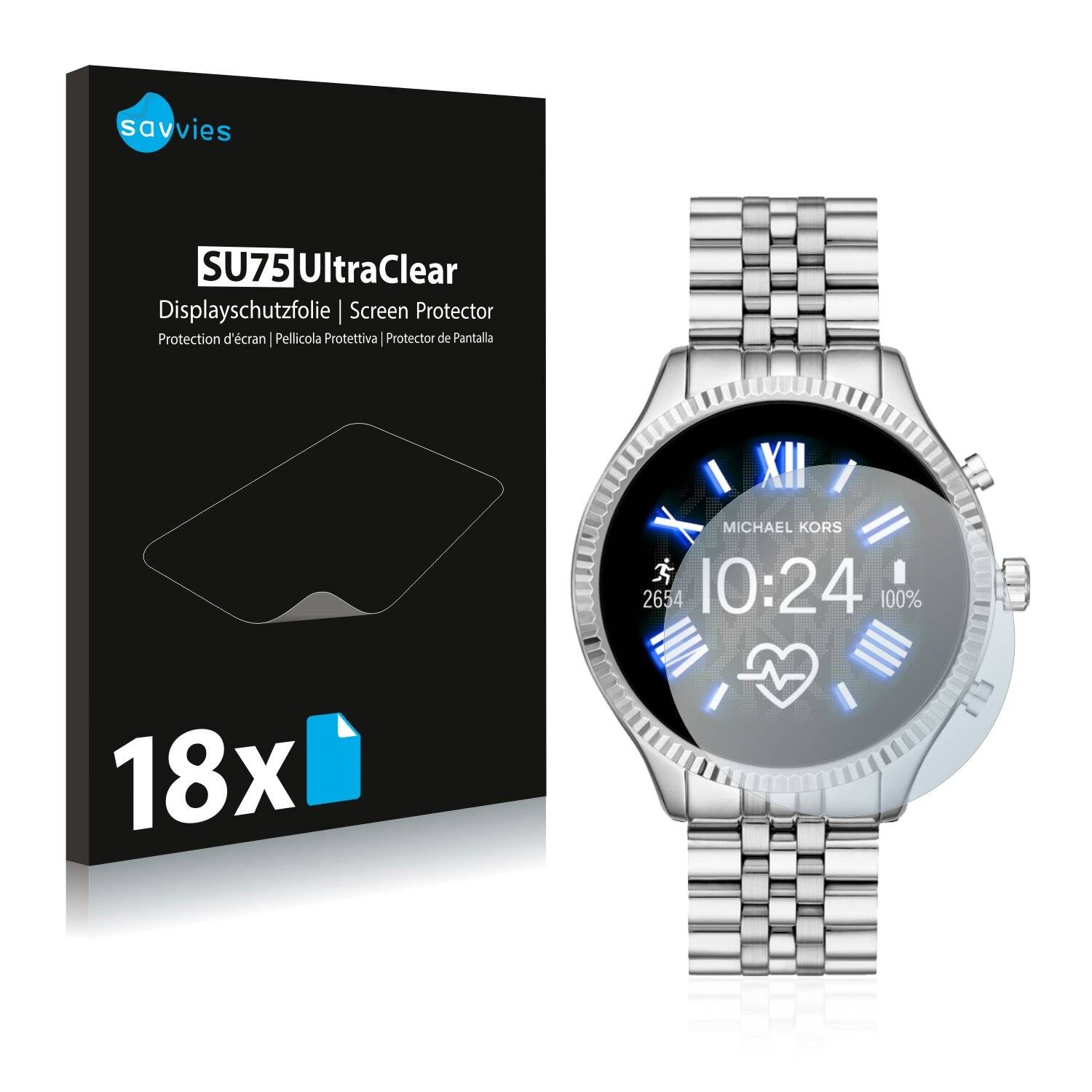18x Savvies SU75 Displayschutzfolie für Michael Kors Access Lexington