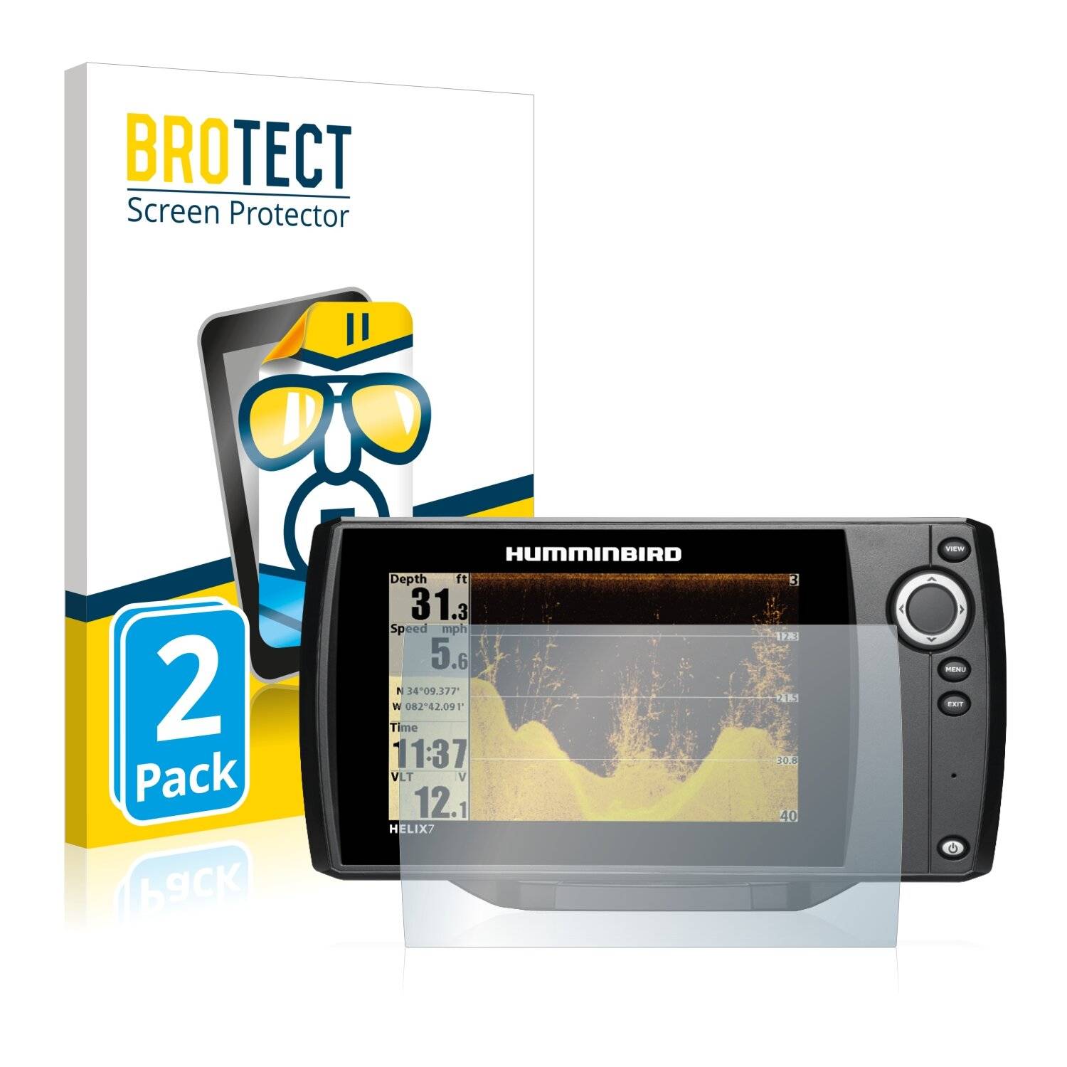 2x BROTECT HD-Clear Displayschutzfolie für Humminbird Helix 8 CHIRP MEGA SI+ GPS