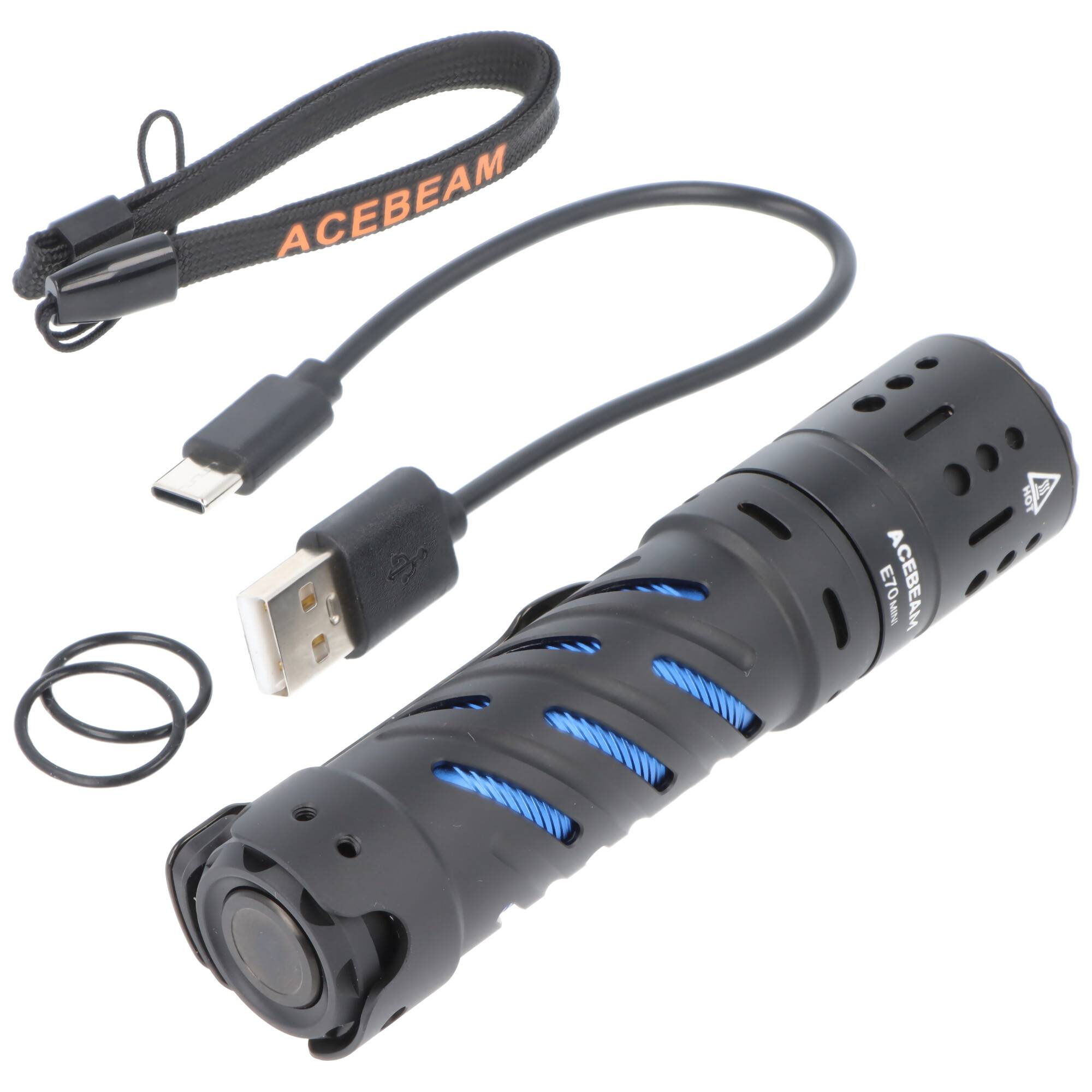 AceBeam E70 Mini LED-Taschenlampe mit 2.000 Lumen, CRI90+, inklusive Akku