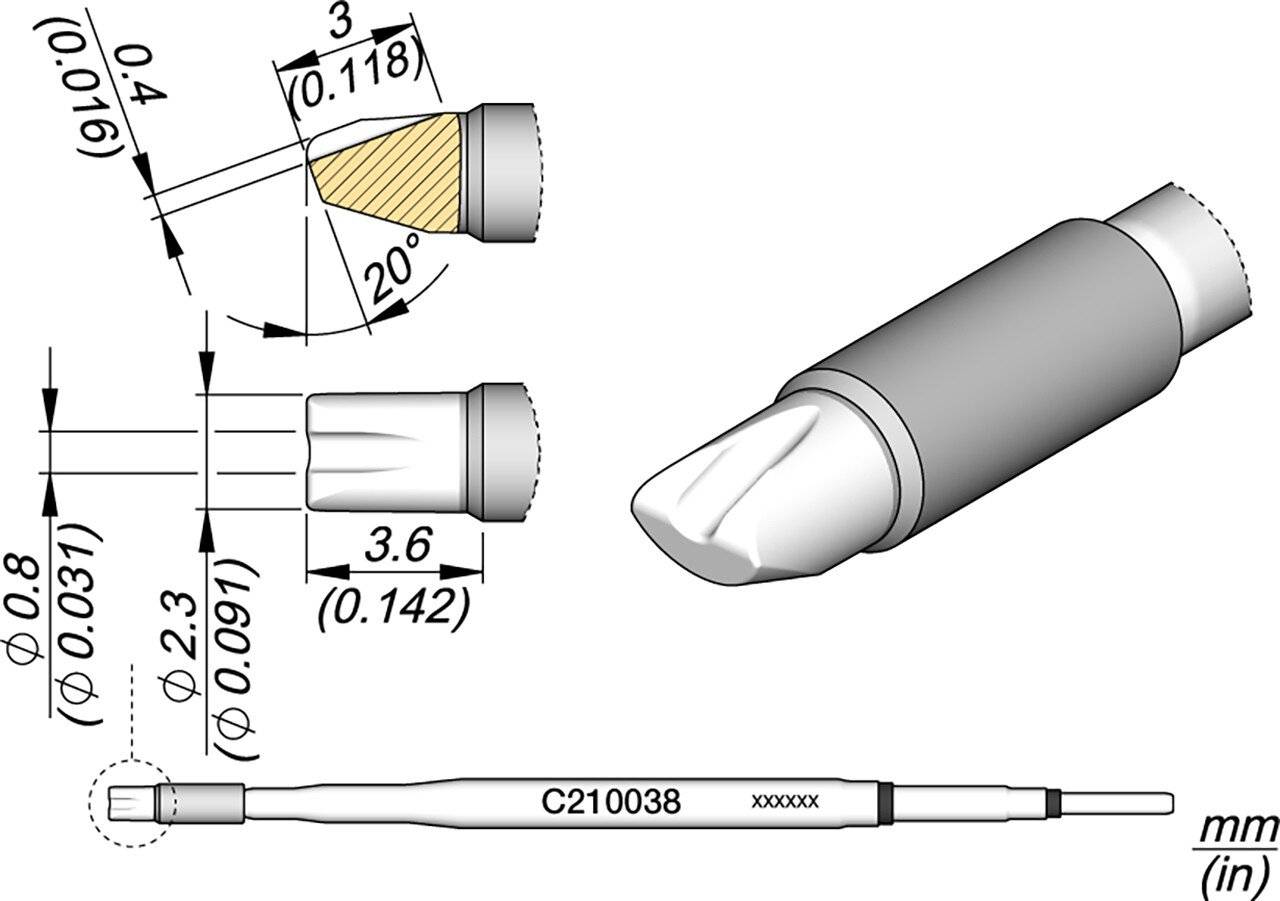 Lötspitze barrell, Durchmesser 0,8 mm, C210038