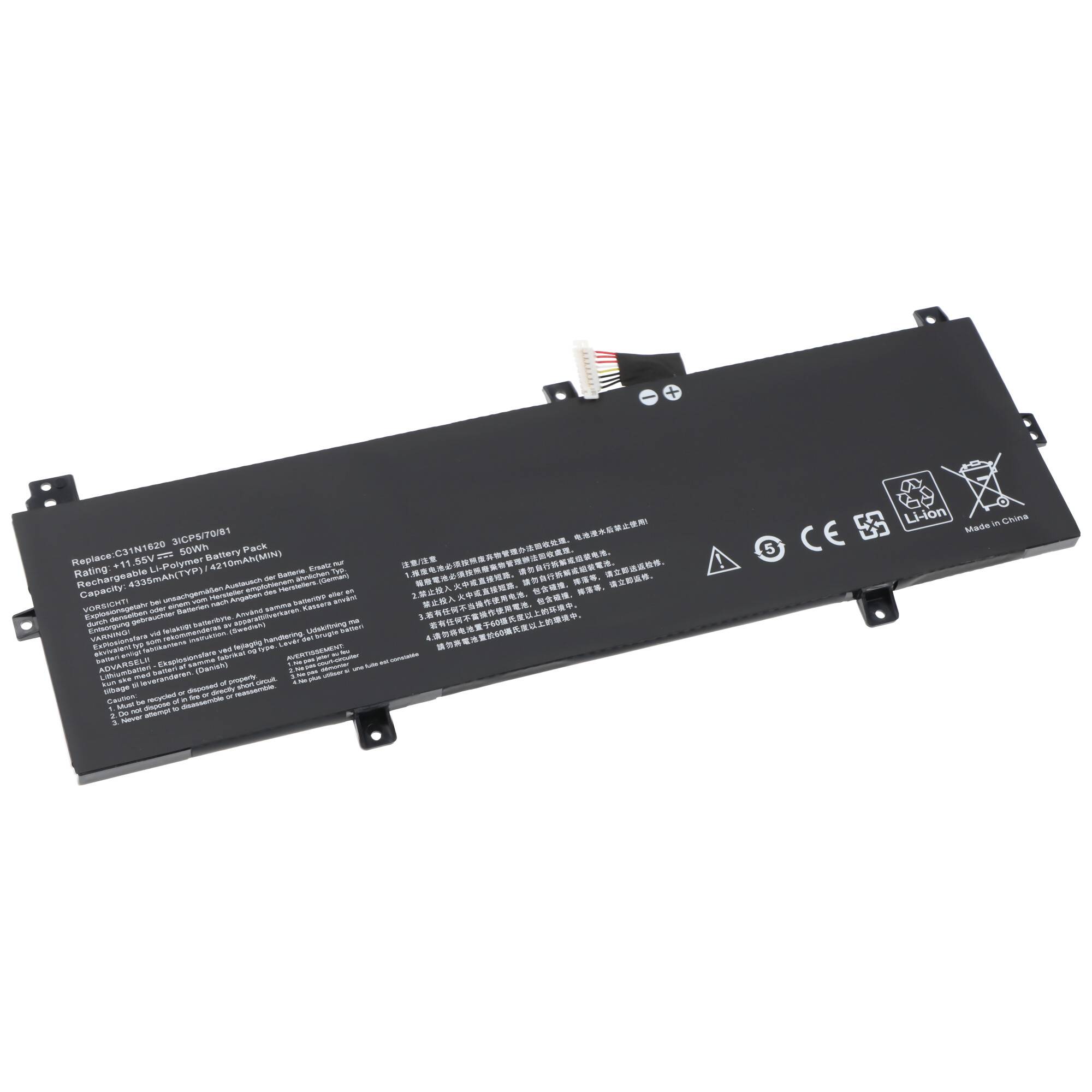 Akku passend für ASUS ZenBook UX430UN, C31N1620, Li-Polymer, 11,55V, 4320mAh, 50Wh, built-in, ohne Werkzeug