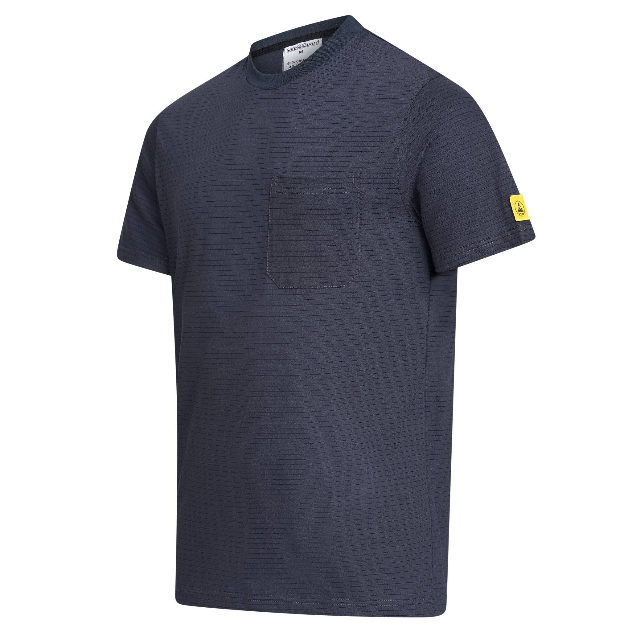ESD-T-Shirt mit Brusttasche, rundhals, 150g/m², grau, XL
