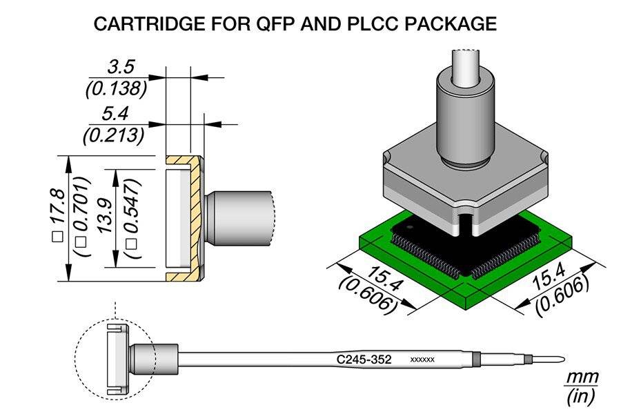 Lötspitze für QFP und PLCC, 15,4 x 15,4 mm für T245, C245352