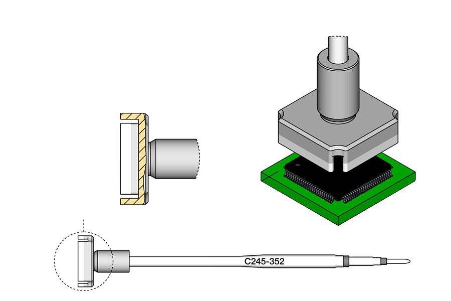 Lötspitze für QFP und PLCC, 15,4 x 15,4 mm für T245, C245352