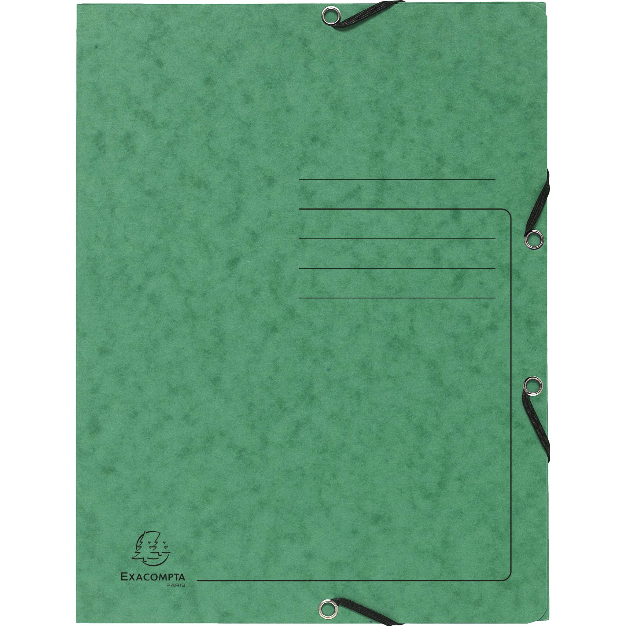 Exacompta 25x Sammelmappe + Gummizug 3 Klappen Karton 355g/m2 A4 Grün 55403E