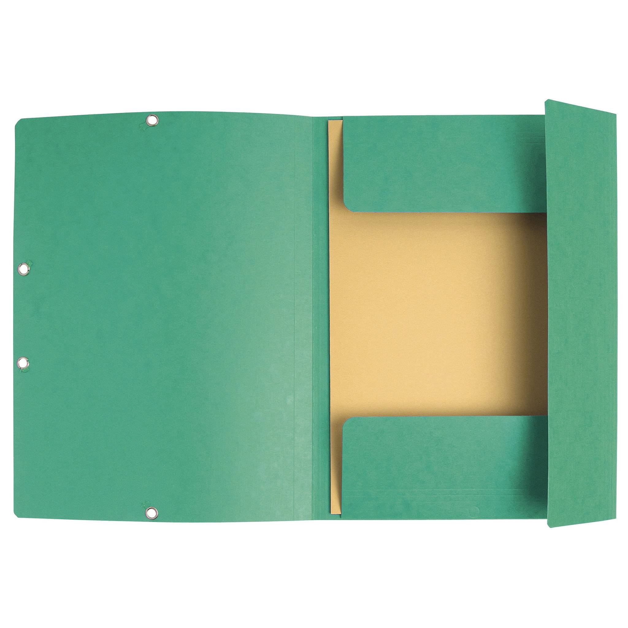 Exacompta 25x Sammelmappe + Gummizug 3 Klappen Karton 355g/m2 A4 Grün 55403E