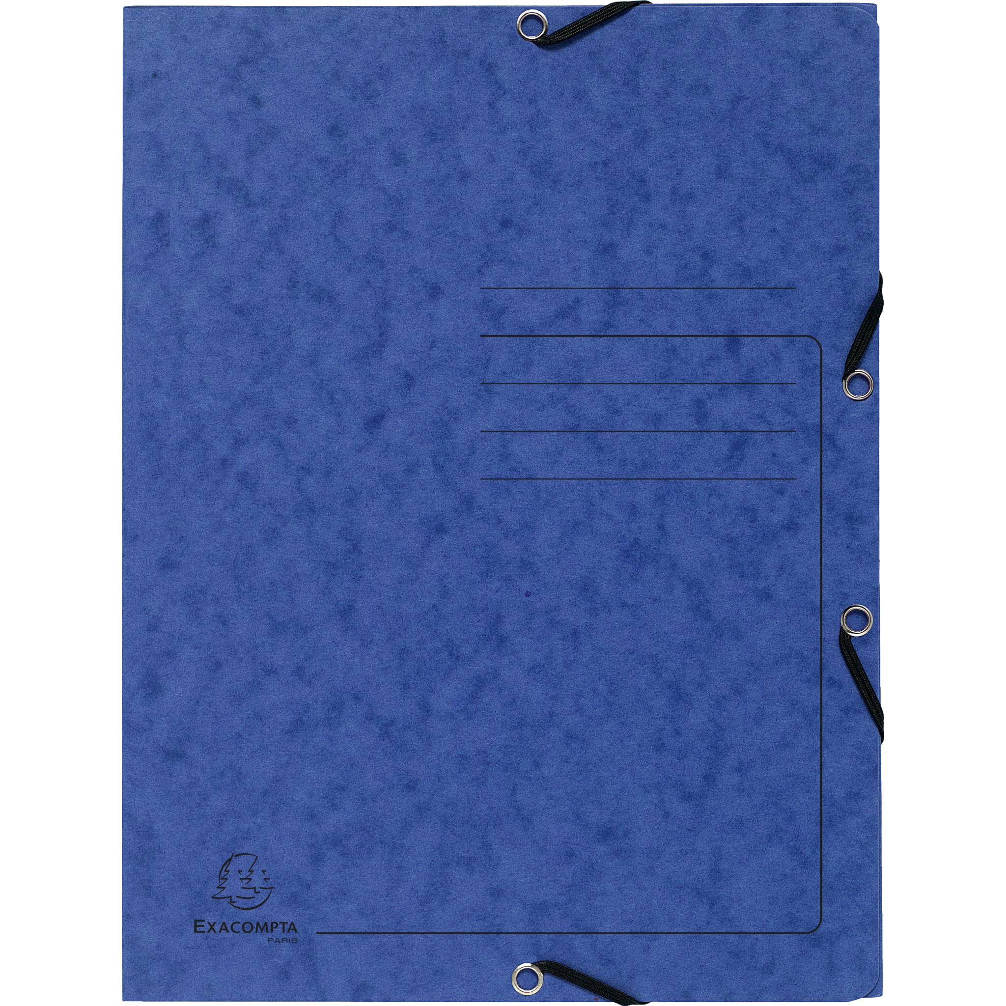 Exacompta 25x Sammelmappe + Gummizug 3 Klappen Karton 355g/m2 A4 Blau 55402E