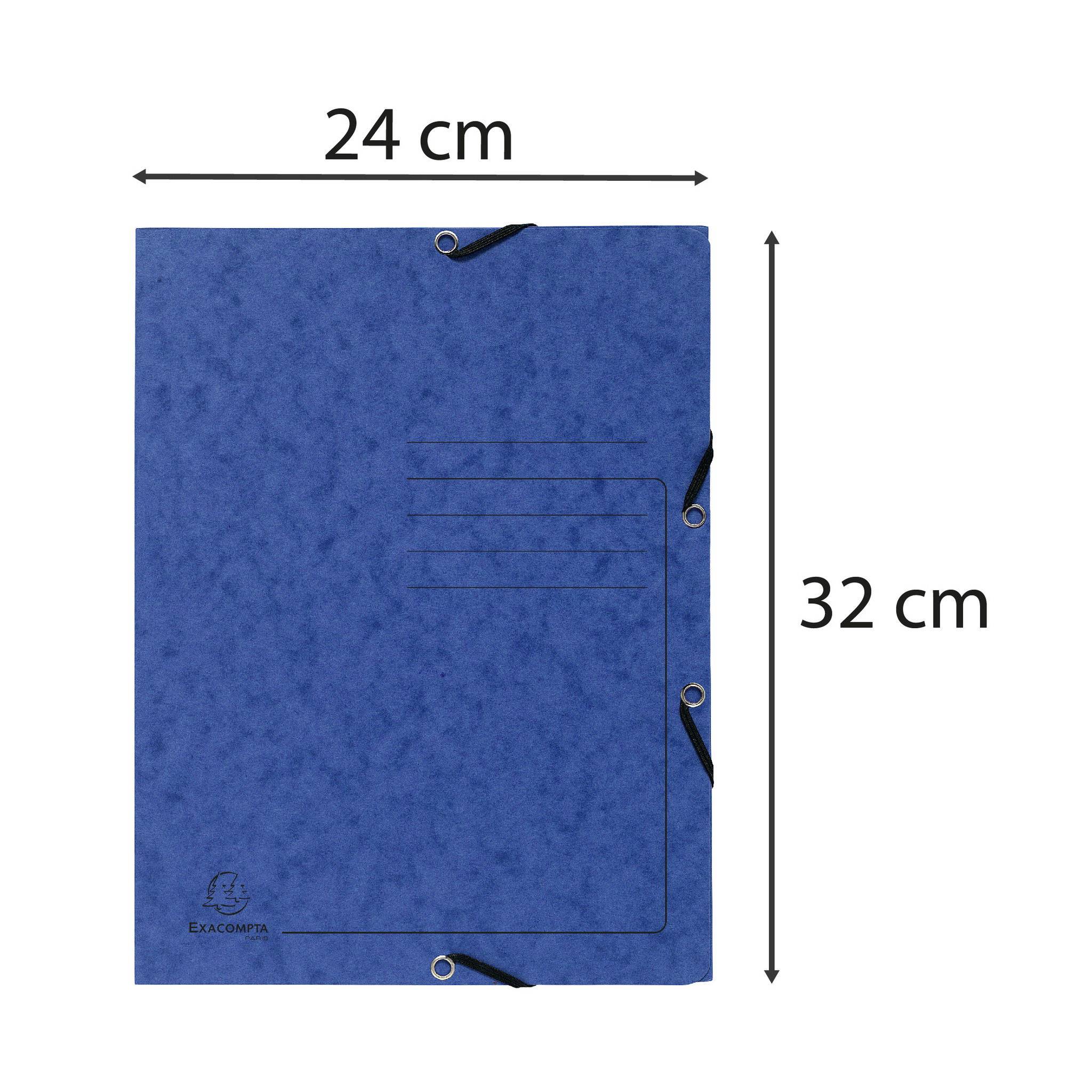 Exacompta 25x Sammelmappe + Gummizug 3 Klappen Karton 355g/m2 A4 Blau 55402E