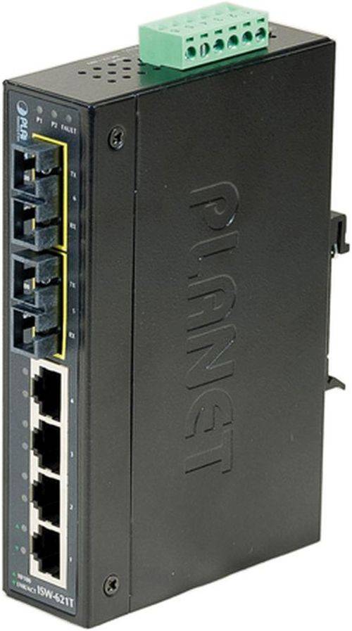 Planet Industrial Fast Ethernet LWL Switch ISW-621T, 4x 100/10 Mbit/s (RJ45), 2x 100Base-FX Multimod