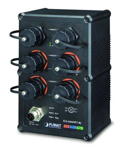 Planet Industrial Gigabit Switch, IGS-605HPT, 6 Port, inkl. PoE, wasser- und staubdicht
