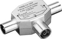 Goobay Koax-T-Adapter: doppelt Koax-Stecker > Koax-Buchse, Metall, silber, Kabelsplitter, 5 - 1000 MHz, Silber, Metall,