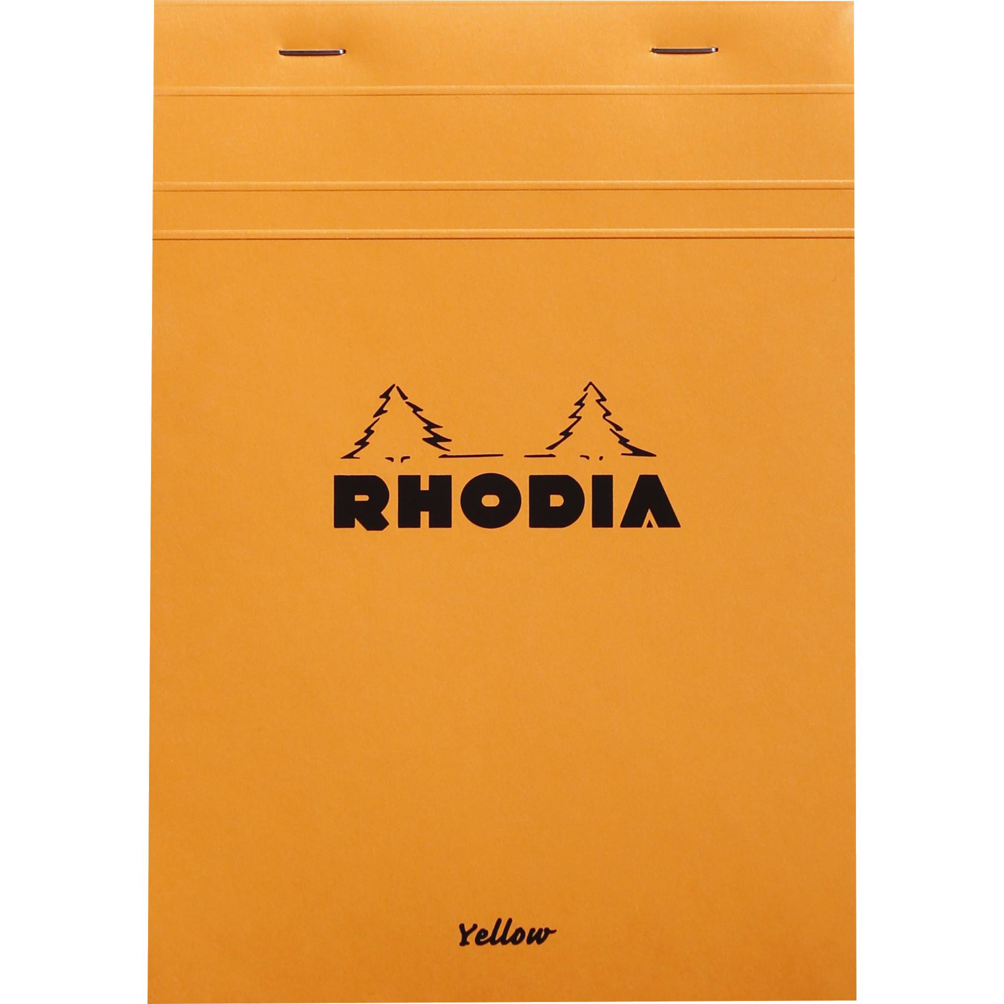 Gelber Rhodia-Blockkover mit schwarzem Logo und dem Wort „Yellow