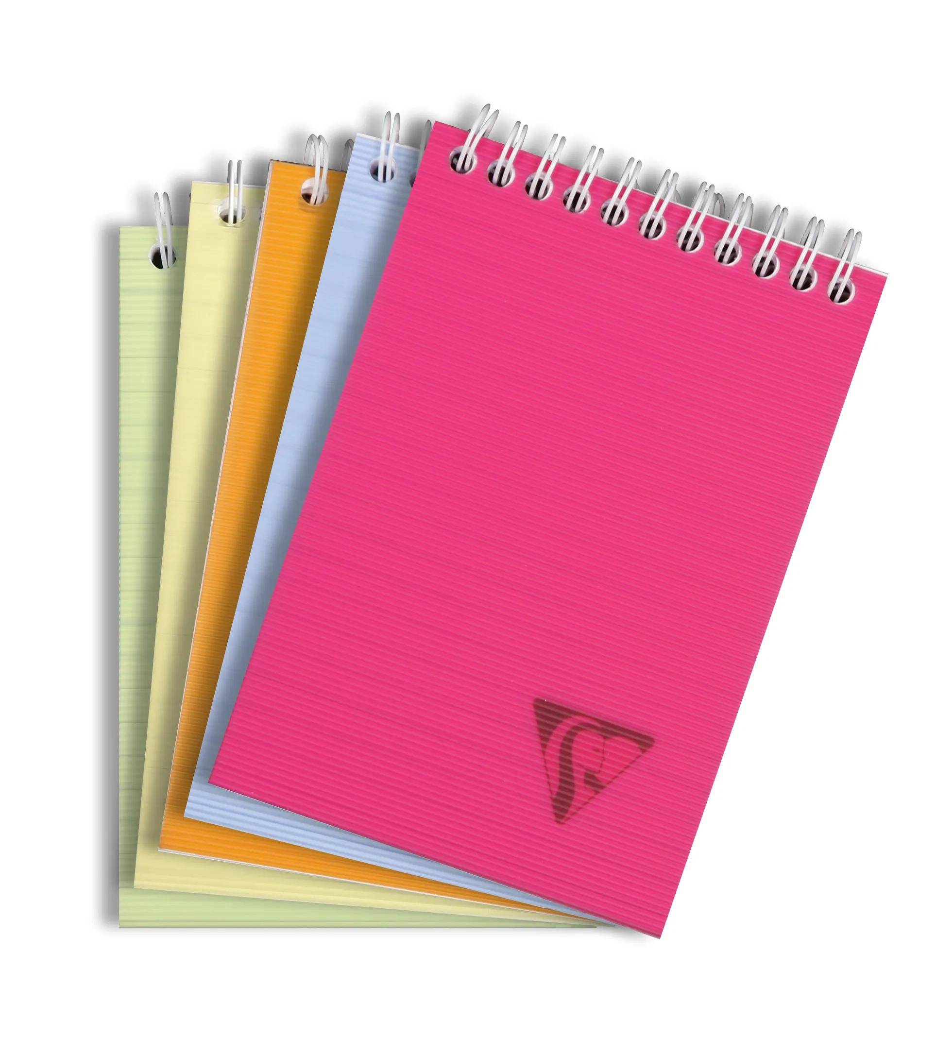 Clairefontaine 5x Block mit Doppelspirale A6 80 Blatt liniert sortiert 328656C