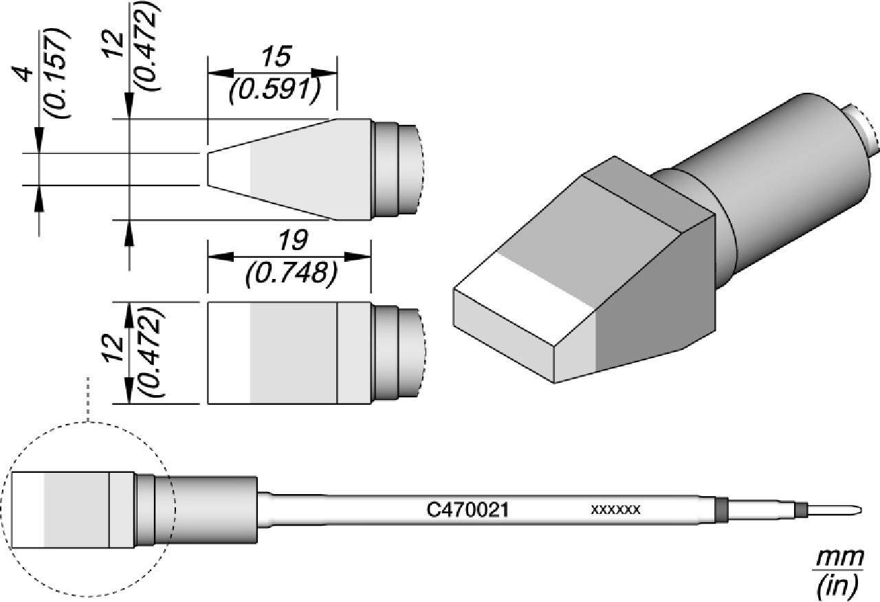 Lötspitze C470021 meißelförmig 12x4 mm für T470 Lötkolben