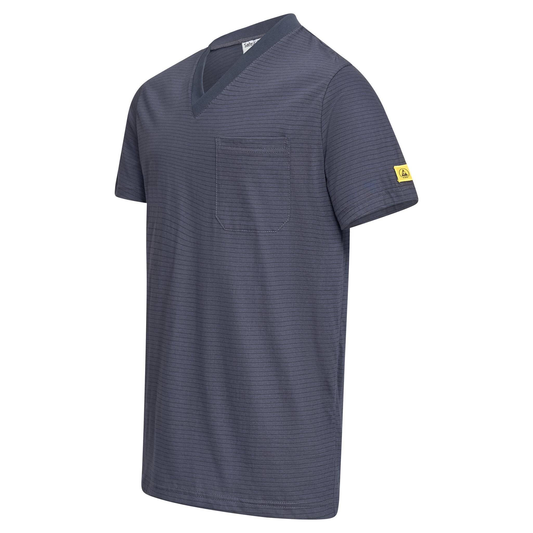 ESD-T-Shirt mit Brusttasche, V-Ausschnitt, 150g/m², dunkelgrau, XXL