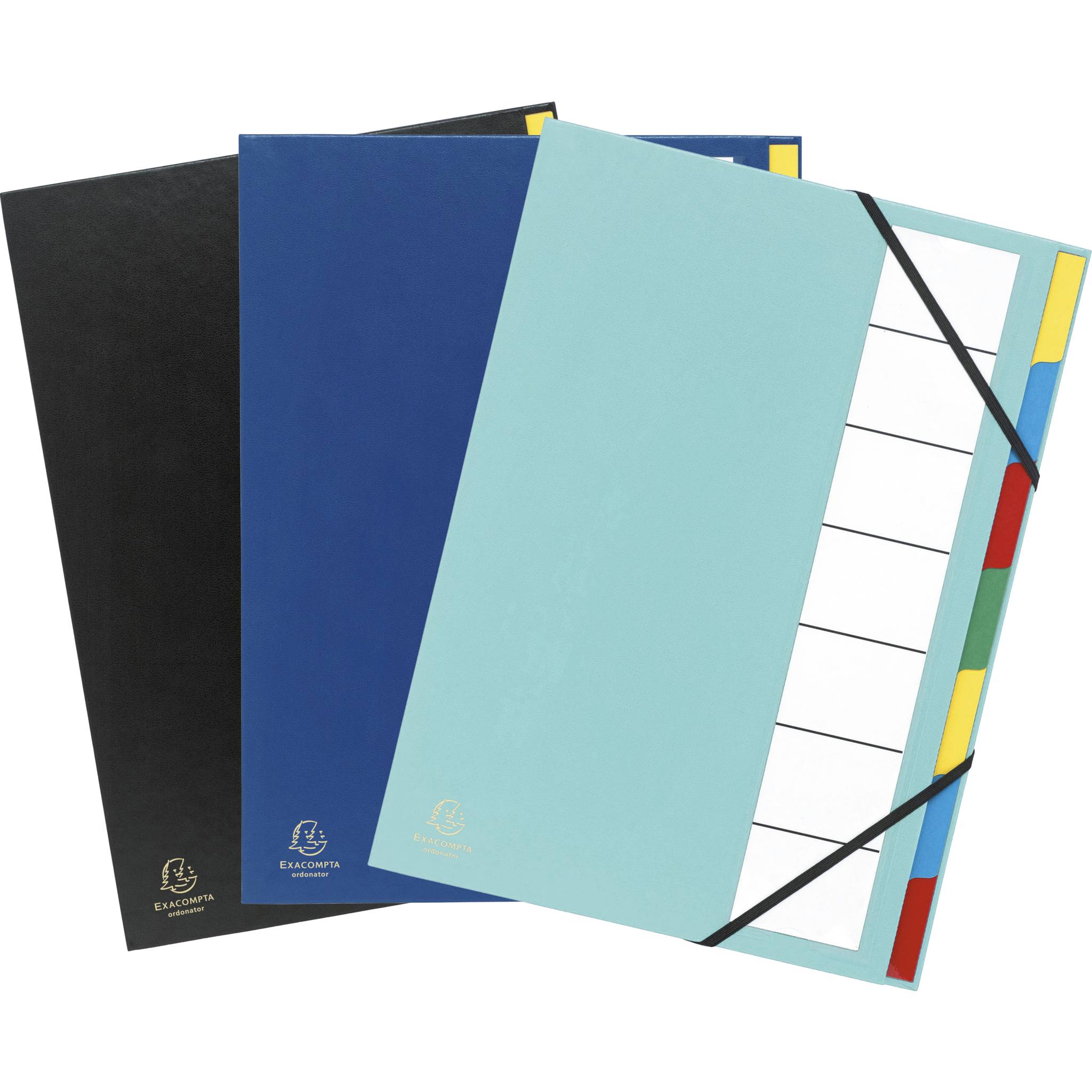 Exacompta 6x Ordnungsmappe Deckel 3mm Gummizug 7 Fächer A4 sortiert 55320E